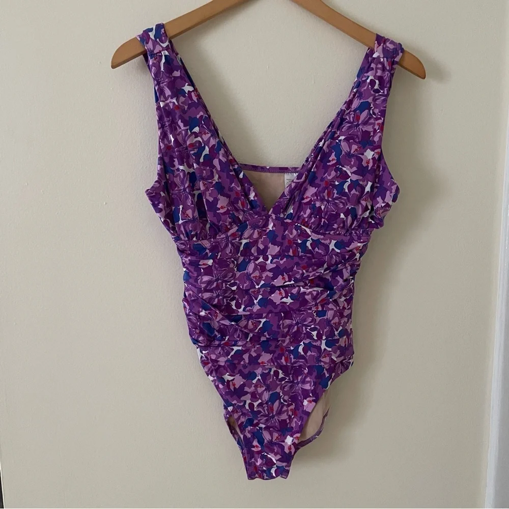 Gamet Hill Purple Floral Kids One Piece Swimsuit